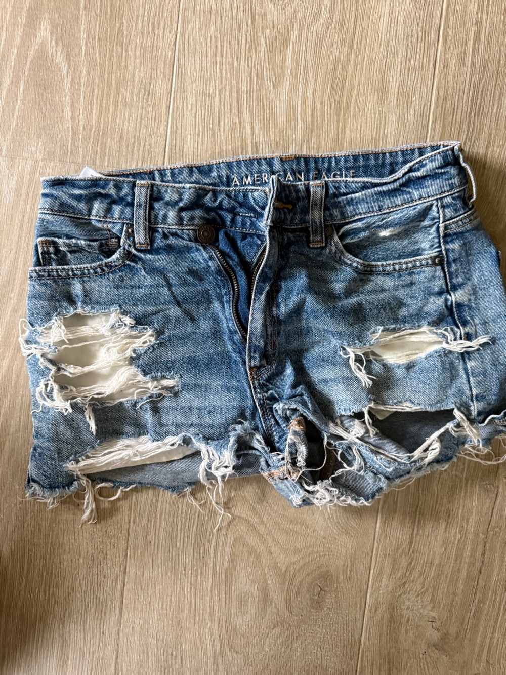 American Eagle Outfitters Distressed Light Blue Denim Jean Shorts